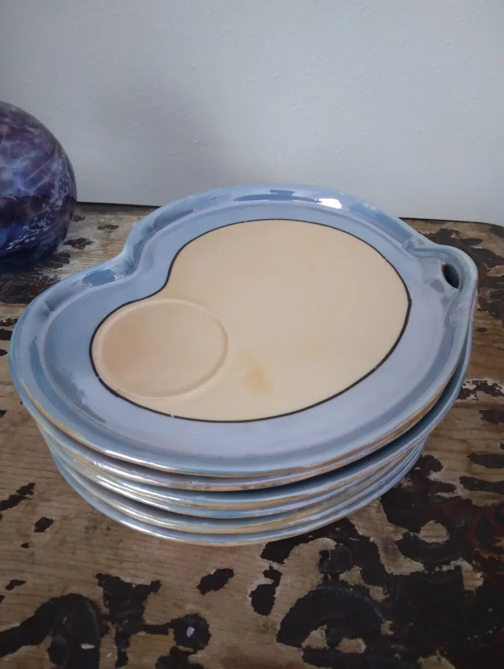 Vintage Mid-Century Elite Japan Lusterware Porcelain Luncheon Plates Set Of 8